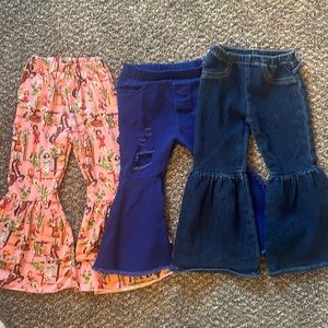 3 pair of girls bell bottoms